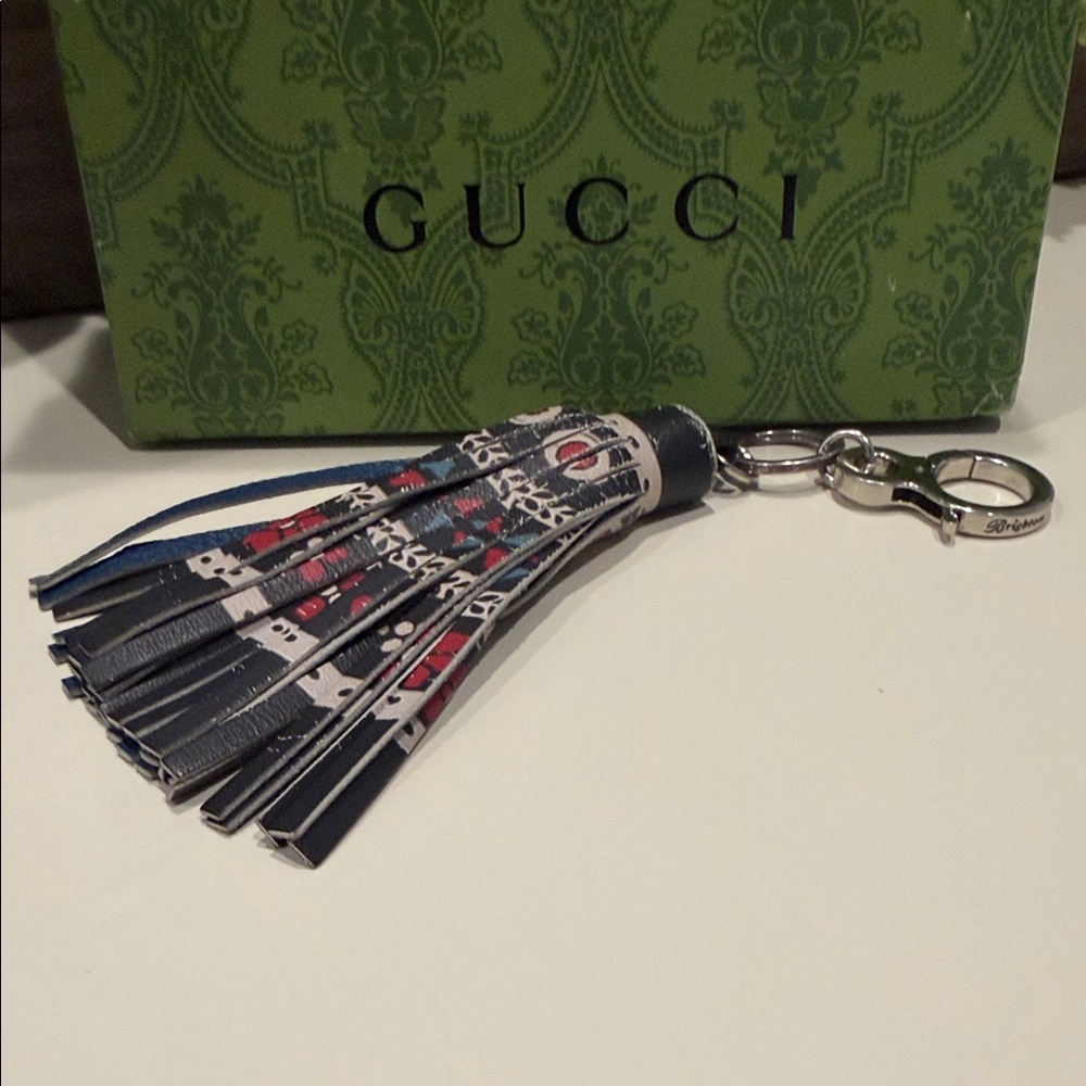 Brighton Black Tassel Keychain with Red and Cream Accents - Picture 7 of 7